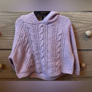 Cat & Jack Lilac Cable Knit Hooded Poncho shaped Sweater